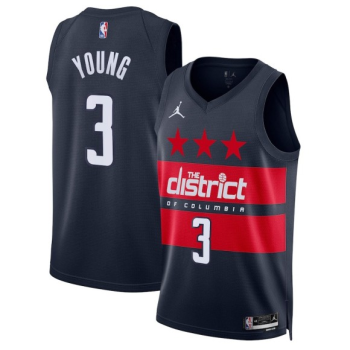 Men's Washington Wizards #3 Trae Young Navy Statement Edition Stitched