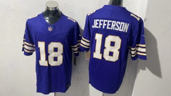Minnesota Vikings 18 Justin Jefferson Purple Throwback Stitched Jersey