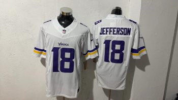 Minnesota Vikings 18 Justin Jefferson White Stitched Jersey