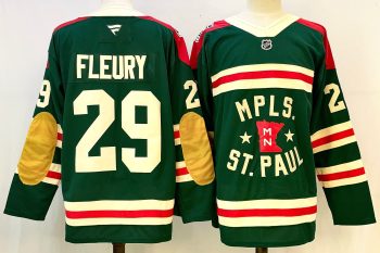 Minnesota Wild #29 Fleury Green stitched hockey jersey