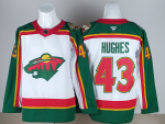 Minnesota Wild #43 Hughes White & Green stitched hockey jersey