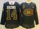 Montreal Canadiens #14 Suzuki Black stitched hockey jersey
