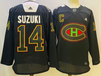 Montreal Canadiens #14 Suzuki Black stitched hockey jersey