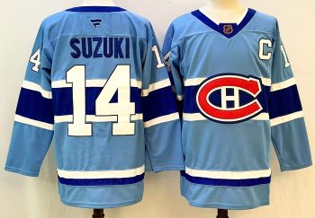 Montreal Canadiens #14 Suzuki Light Blue stitched hockey jersey