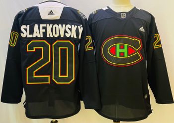 Montreal Canadiens #20 Slafkovský Black stitched hockey jersey