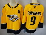 Nashville Predators #9 Forsberg Yellow stitched hockey jersey