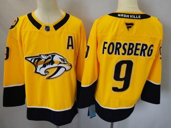 Nashville Predators #9 Forsberg Yellow stitched hockey jersey