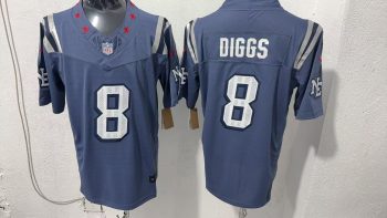 New England Patriots #8 Diggs Navy Blue Stitched Jersey