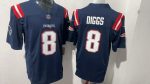 New England Patriots Diggs #8 Blue Jersey