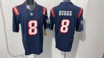 New England Patriots Diggs #8 Blue Jersey
