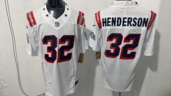 New England Patriots Henderson #32 White Jersey