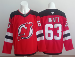 New Jersey Devils #63 Bratt Red stitched hockey jersey