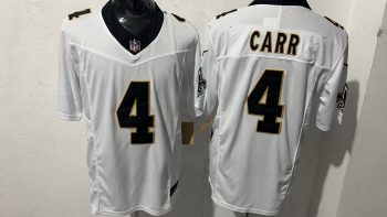New Orleans Saints #4 Carr White Stitched Jersey