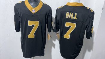 New Orleans Saints #7 Hill Black Stitched Jersey