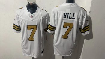 New Orleans Saints #7 Hill White Stitched Jersey