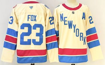 New York Rangers #23 Fox Cream stitched hockey jersey