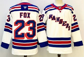 New York Rangers #23 Fox White stitched hockey jersey