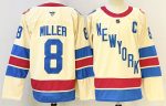 New York Rangers #8 Miller Cream stitched hockey jersey