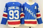 New York Rangers #93 Zibanejad Blue stitched hockey jersey