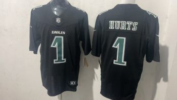Philadelphia Eagles #1 Jalen Hurts Black Stitched Jersey