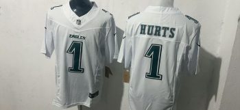 Philadelphia Eagles #1 Jalen Hurts White Stitched Jersey