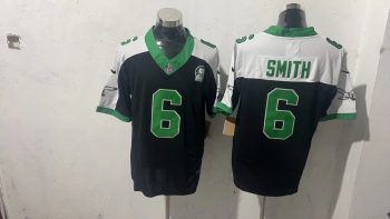 Philadelphia Eagles #6 DeVonta Smith Black & Kelly Green Throwback Stitched Jersey
