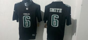 Philadelphia Eagles #6 DeVonta Smith Black & Kelly black Throwback Stitched Jersey