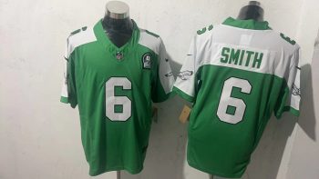 Philadelphia Eagles #6 DeVonta Smith Kelly Green Throwback Stitched Jersey
