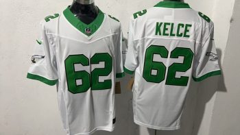 Philadelphia Eagles #62 Jason Kelce White & Kelly Green Stitched Jersey