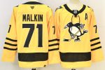 Pittsburgh Penguins #71 Malkin Yellow stitched hockey jersey