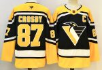 Pittsburgh Penguins #87 Crosby Black & Yellow stitched hockey jersey