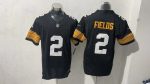 Pittsburgh Steelers #2 Justin Fields Black White Number Stitched Jersey