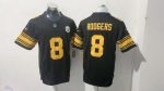 Pittsburgh Steelers #8 Aaron Rodgers Black Gold Number Stitched Jersey