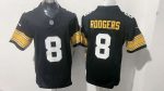 Pittsburgh Steelers #8 Aaron Rodgers Black White Number Stitched Jersey