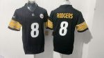 Pittsburgh Steelers #8 Aaron Rodgers Black White Number Stitched Jersey (2)