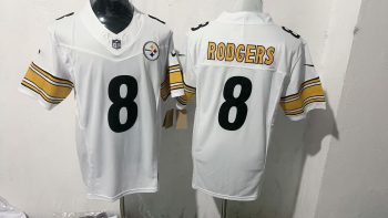 Pittsburgh Steelers #8 Aaron Rodgers White Stitched Jersey