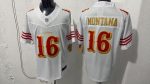 San Francisco 49ers #16 Joe Montana White Faithful Stitched Jersey