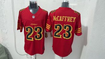 San Francisco 49ers #23 Christian McCaffrey Red Faithful Stitched Jersey (2)