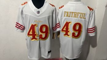 San Francisco 49ers #49 Faithful White Faithful Stitched Jersey