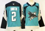 San Jose Sharks #2 Smith Teal & Gray stitched hockey jersey