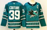 San Jose Sharks #39 Couture Teal stitched hockey jersey