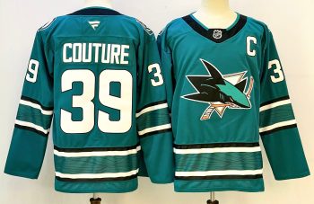 San Jose Sharks #39 Couture Teal stitched hockey jersey