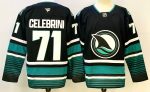 San Jose Sharks #71 Celebrini Black stitched hockey jersey