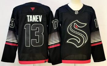 Seattle Kraken #13 Tanev Black stitched hockey jersey