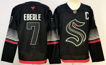 Seattle Kraken #7 Eberle Black stitched hockey jersey