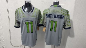 Seattle Seahawks #11 Jaxon Smith-Njigba Wolf Grey City Edition Stitched Jersey