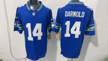 Seattle Seahawks #14 Sam Darnold Royal Blue Throwback Stitched Jersey