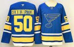 St. Louis Blues #50 Binnington Blue stitched hockey jersey