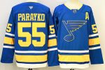 St. Louis Blues #55 Parayko Blue stitched hockey jersey