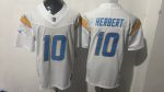 Stitched Los Angeles Chargers Justin Herbert 10 White Jersey